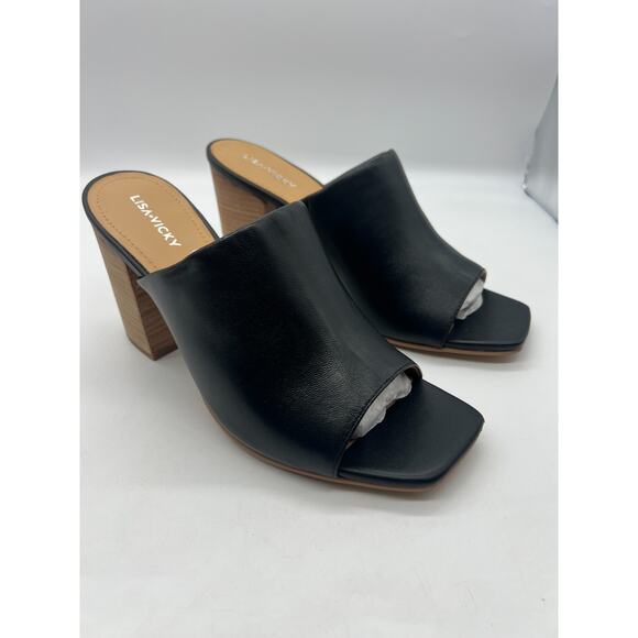 Lisa Vicky Virtue - V Black Sheep Nappa Heels Slide On Size 11 M NIB Peep Toe - Picture 1 of 8